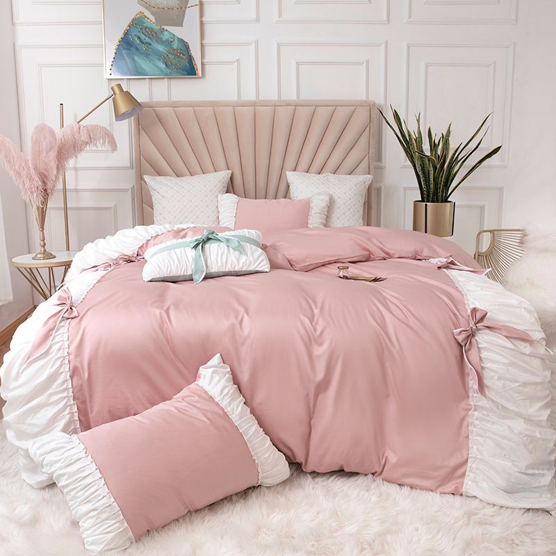 Color Duvet Cover Bedsheet Sets Bed Set, Pink And White Duvet Cover Queen