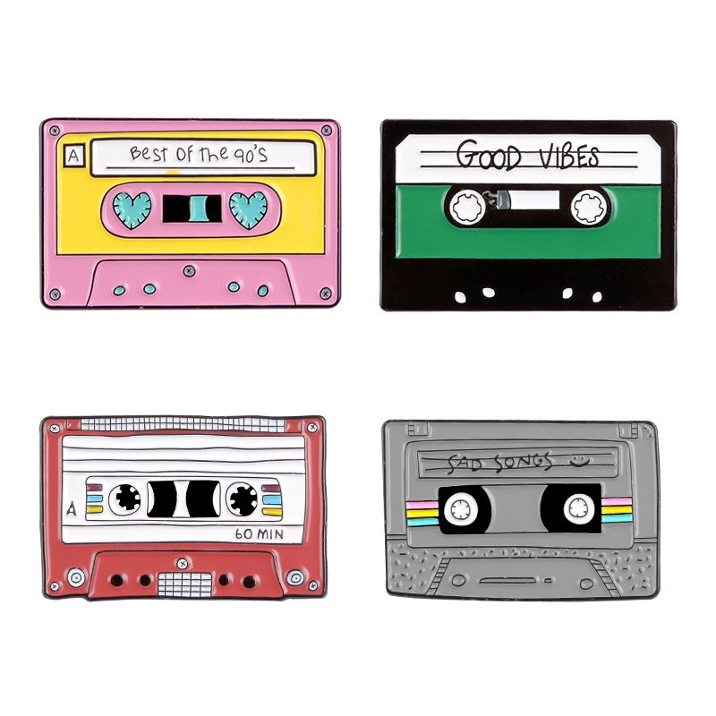 Cinta de vídeo de dibujos animados broche broches de metal retro de la personalidad creativa de Cinta de vídeo de dibujos animados broche broches de metal retro de la personalidad creativa de