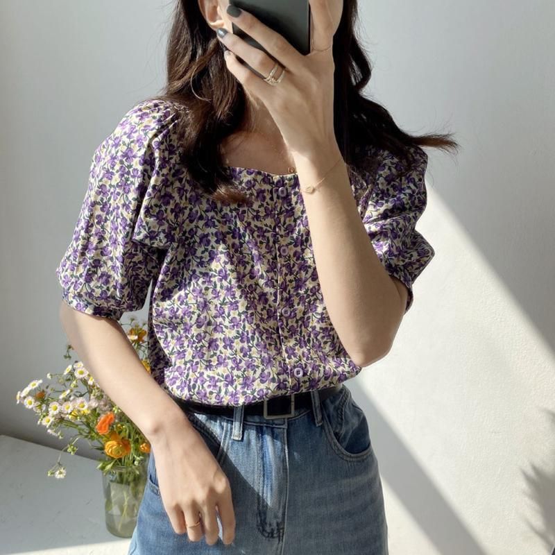 korean floral blouse
