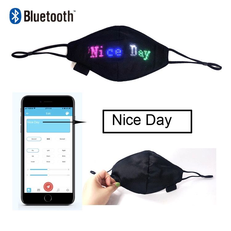 Bluetooth Programmable Led Face Mask Luminous Light For Men Women Rave