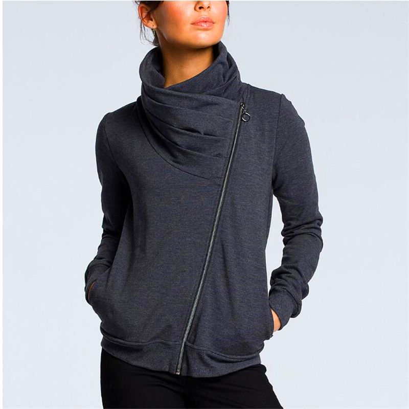 Diagonal zip hoodie women's Clearance