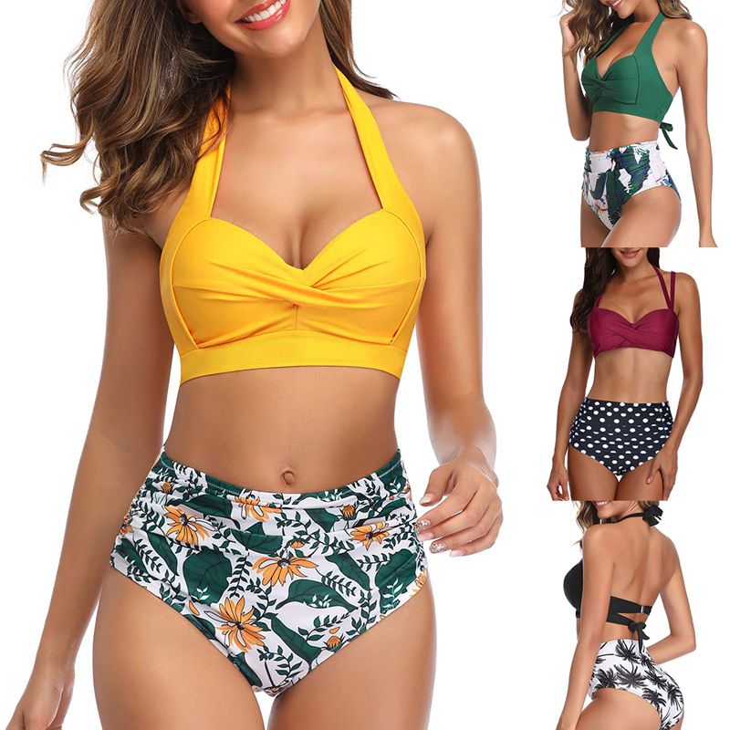 yellow high waisted bikini plus size