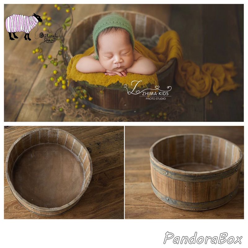 wooden basket for baby photoshoot