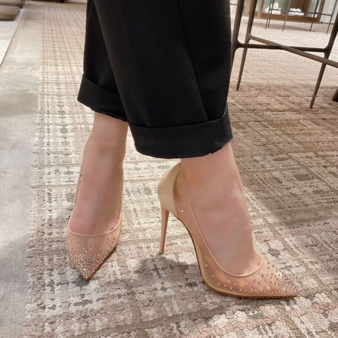 red bottom sandal heels