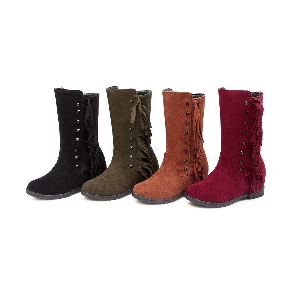womens wide calf fringe boots