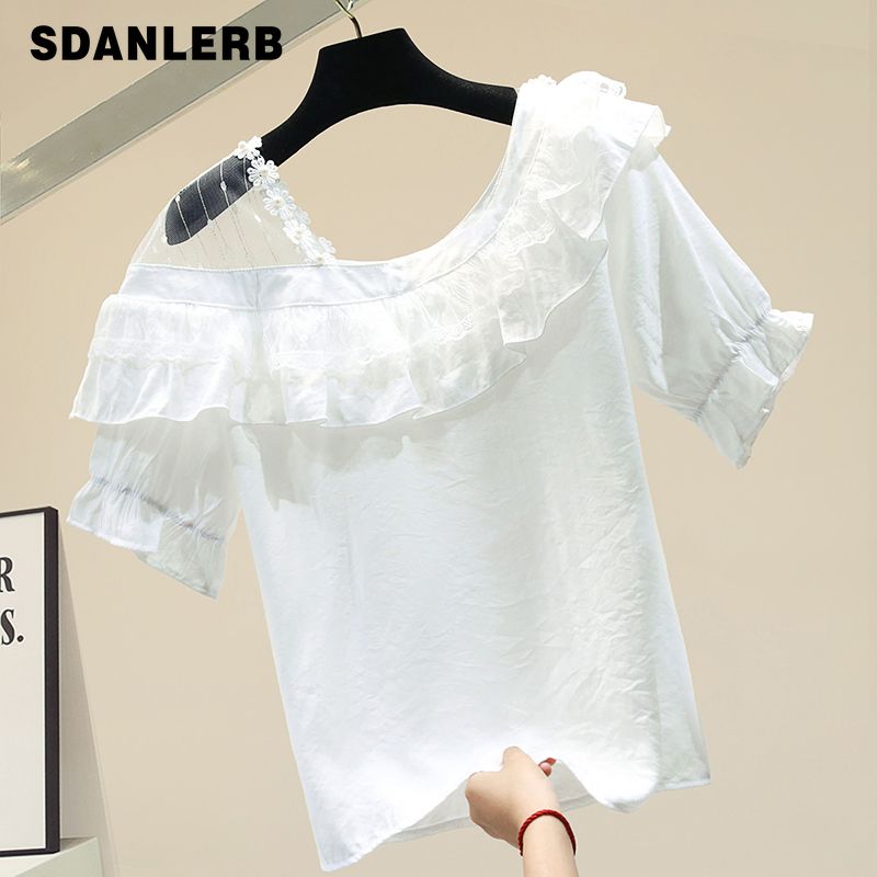 blusa blanca atractivo de las señoras Todo-fósforo camisa de las blanca