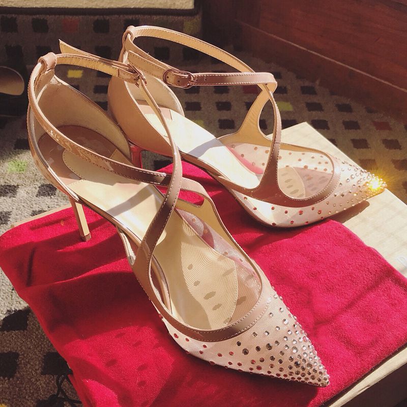 nude crystal shoes