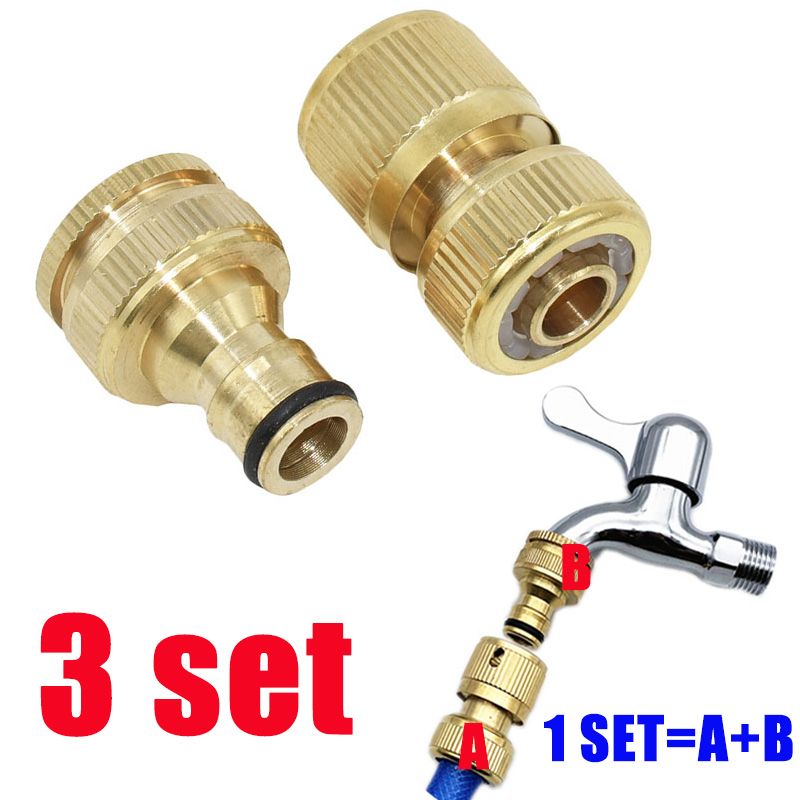 3/4" Garden Hose Pipe Tap Connector Fittings Brass Water Quick Adaptor 1 Set