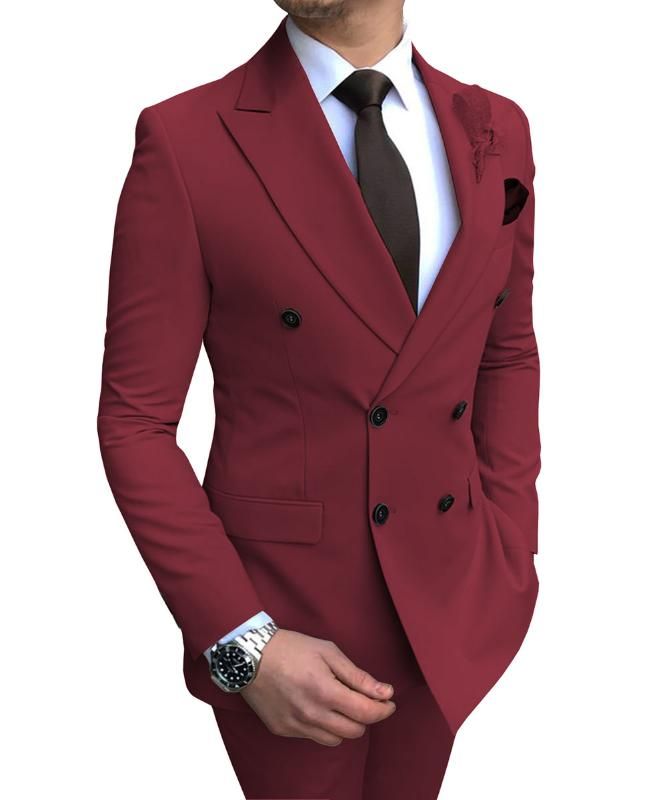double breasted maroon suit