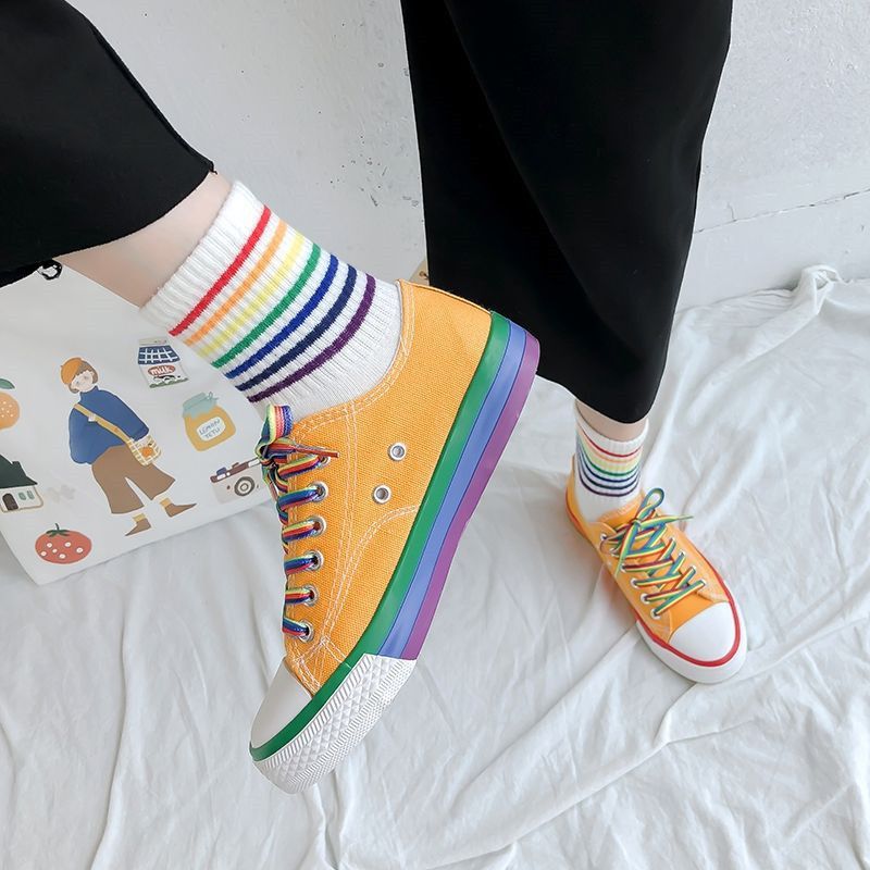 rainbow canvas shoes