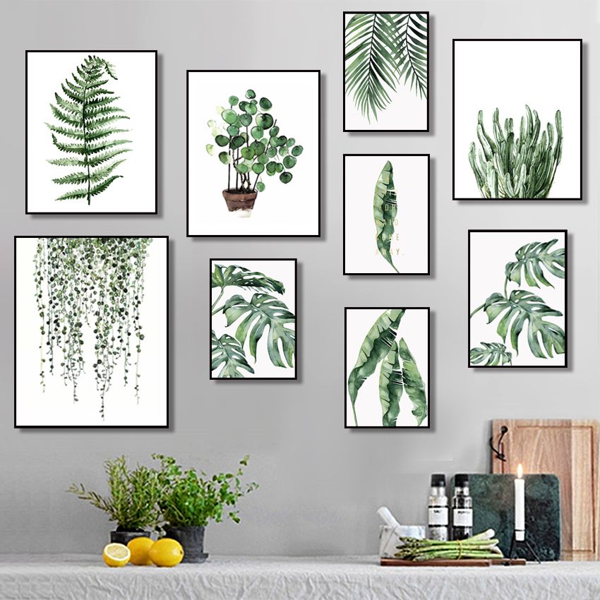 Watercolor Plants Leaf Canvas Posters Prints Nordic Wall Art Painting Decoration