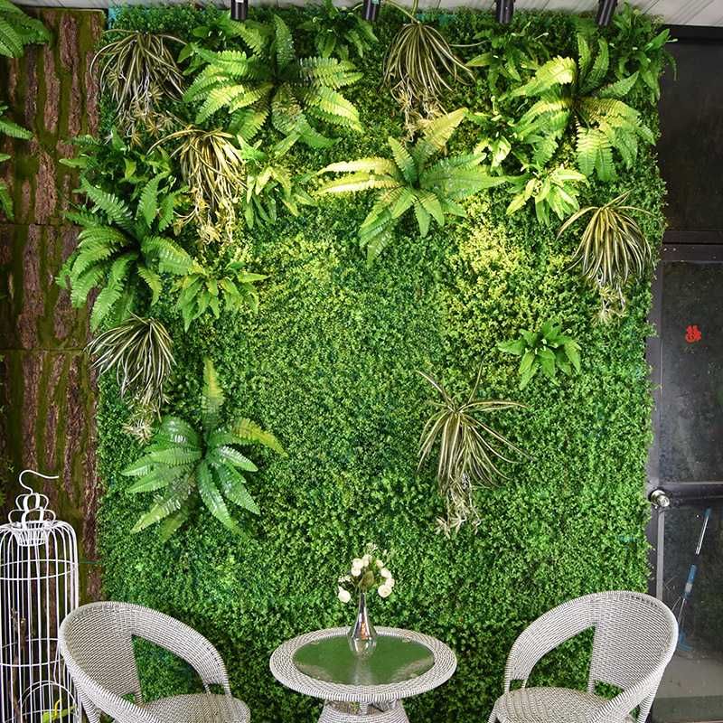 2020 2mx1m Artificial Plant Wall Flower Wall Panels Green Plastic Lawn ...