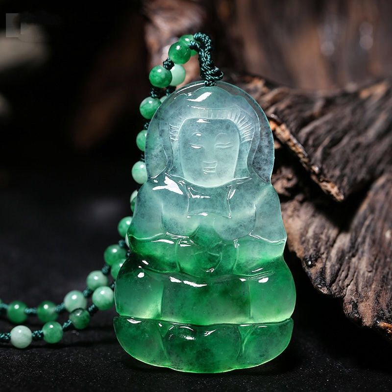 Details about    Buddha Natural Chinese carved Stone Jade Pendant Lucky Stone