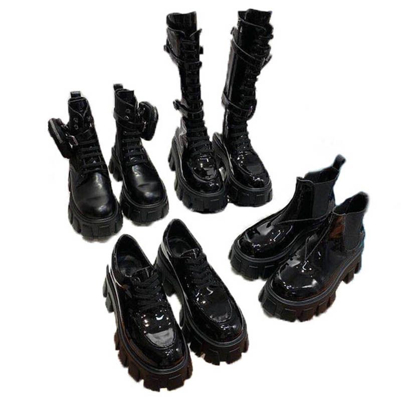 PRADA STIVALI ALTI in Pelle Nera Stile Militare 9.5 suola Vibram Punta  Quadrata 90s EUR 209,79 - PicClick IT