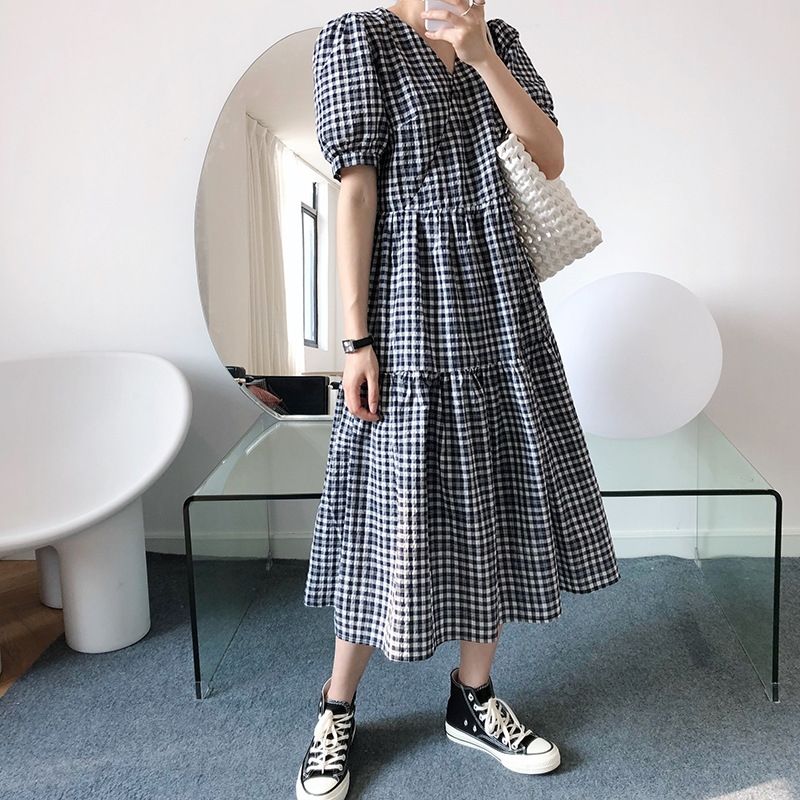 plaid long dress