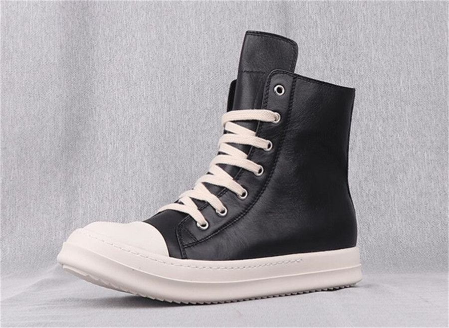 2020 Mens Leather Black High Top Shoes Short Boots Ladies
