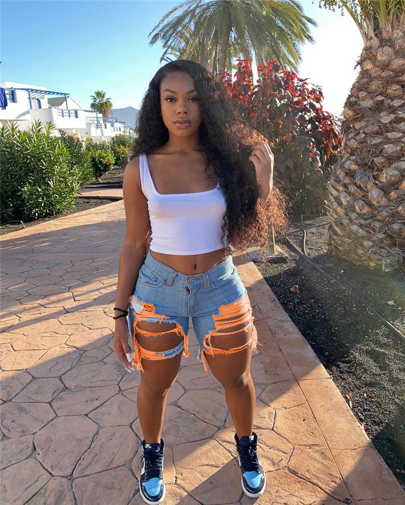 Women Denim Shorts Sexy Ripped Jeans 