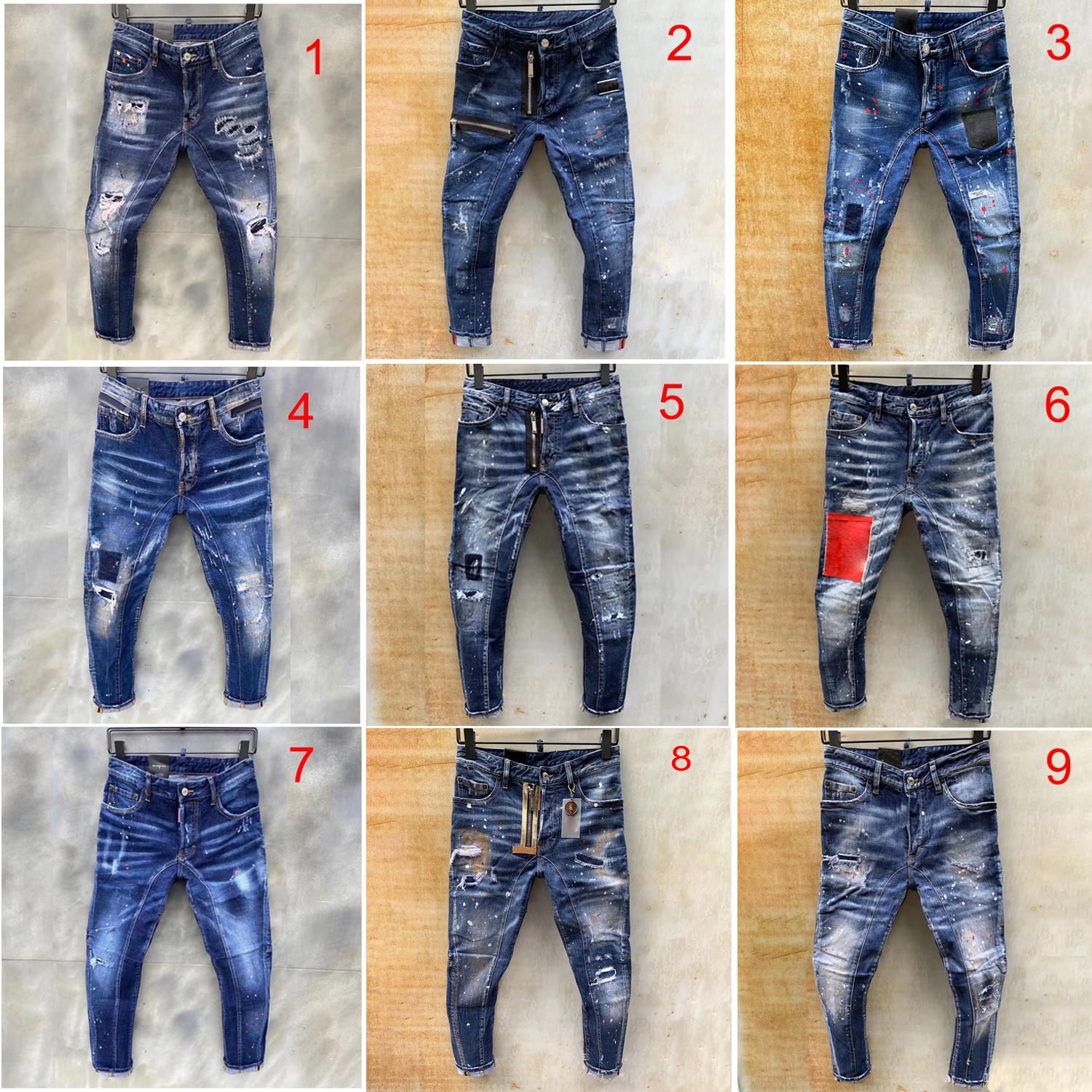 Mens Designers Jeans Blue Hole Ripped 