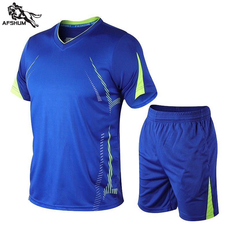 2 Pieces Outfits Short Sleeve Tshirt and Shorts Sport Workout Set Mens