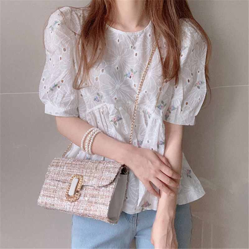 Compra Bordado De Flores De Ganchillo Camisa 2020 Tops Estilo Coreano Nuevo  Verano Elegante Blusa Blanca De Las Mujeres Flojas De La Manga De Soplo  Barato | Entrega Rápida Y Calidad | Es.Dhgate