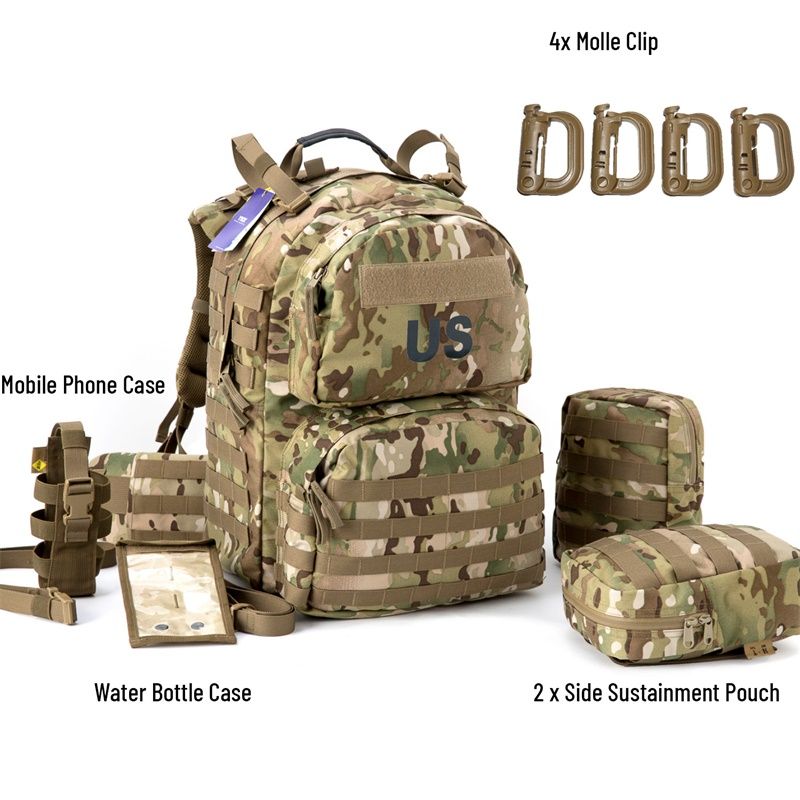 MT Military Tactical Backpack Medium Molle Rucksack,Army Day Hydration Pack with Sustainment and Medical Kits Pouch