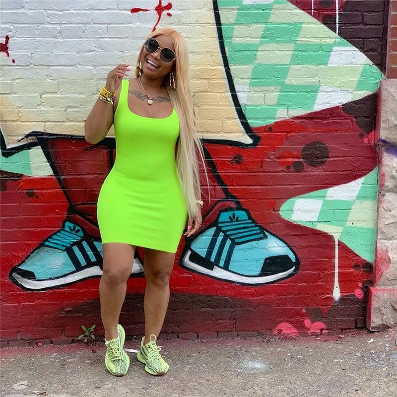 Women Summer Dress Casual Plus Size 2xl Skirt Black One Piece Dress Solid Color Tank Top Sexy Skirt Green Blue Casual Mini Dress 3464 From Sell Clothing 11 2 Dhgate Com