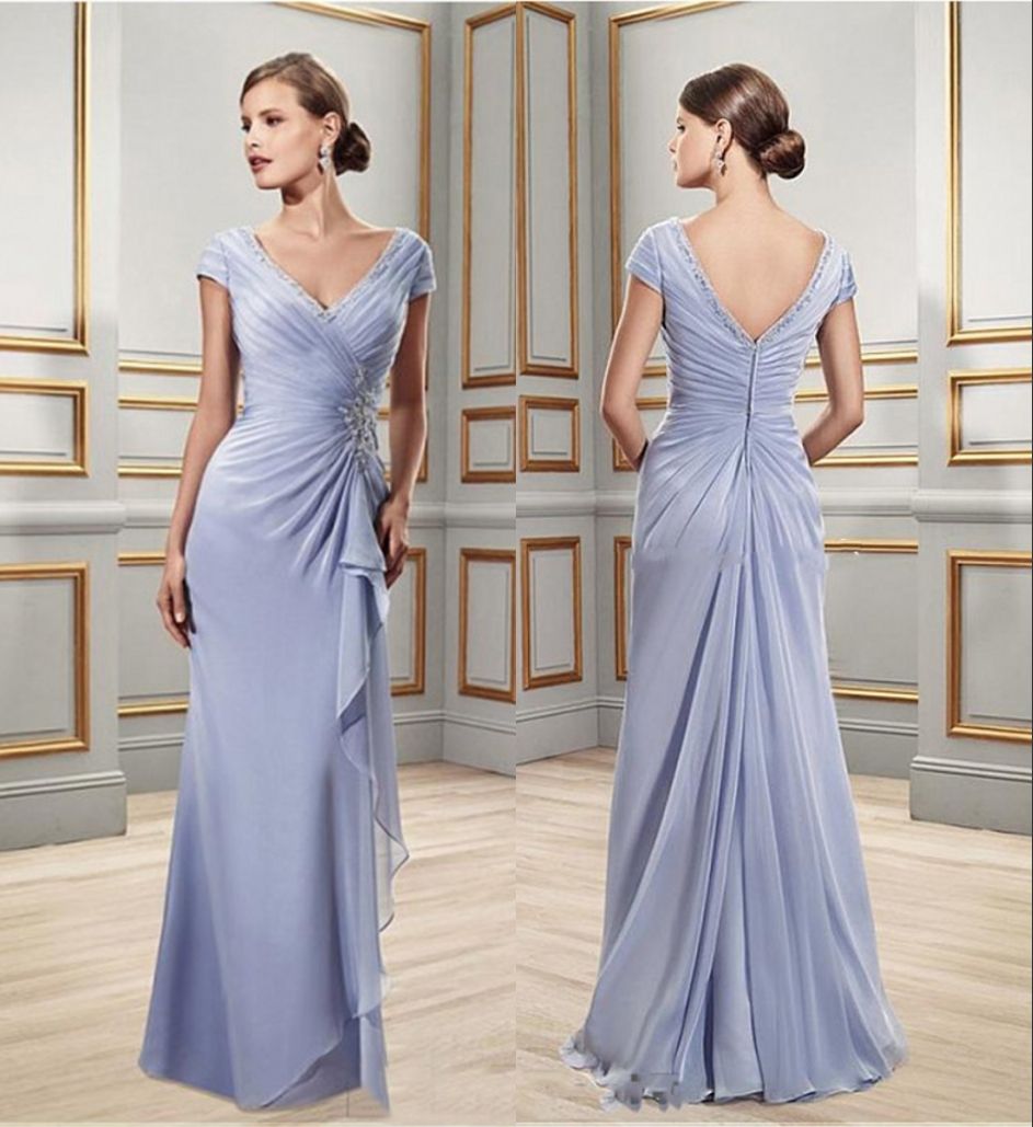 Lavender Chiffon Sheath Mother Of The Bride Dress With Ruched And Beads