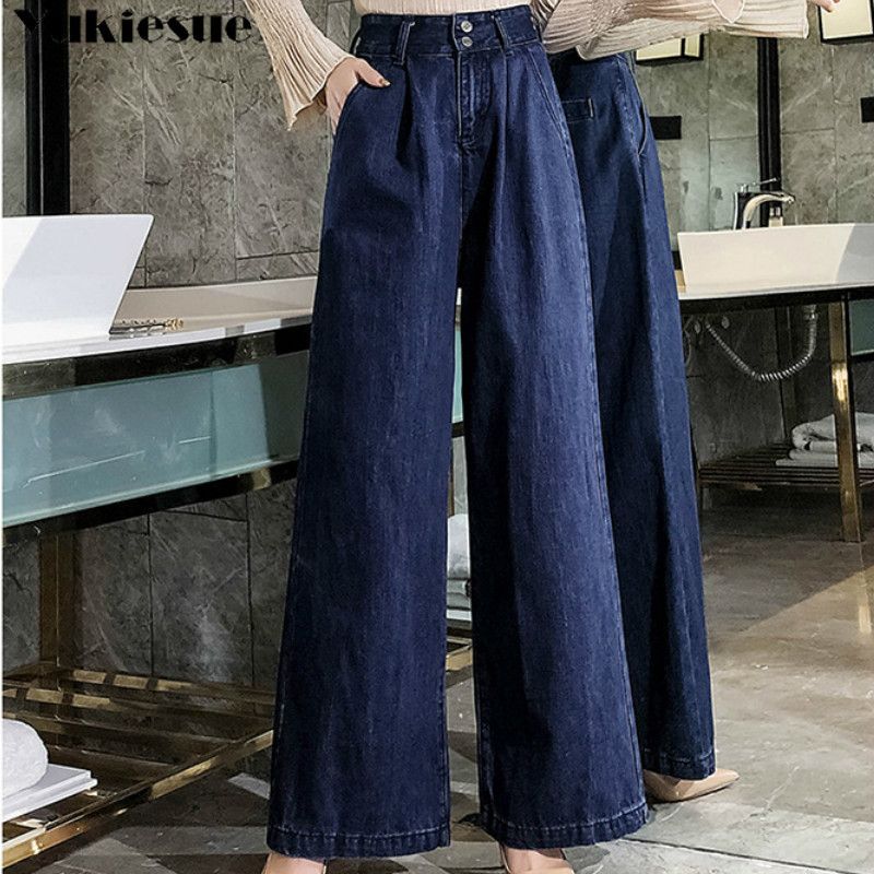 Compra Las Mujeres De Cintura Alta Mom Jeans Denim Mujer Pierna Ancha  Pantalones Vaqueros Azules Flojos Pantalones Palazzo 2.019 Novio Otoño  CX200721 \u200b\u200btamaño De Los Pantalones Vaqueros Mujer Plus Barato | Entrega