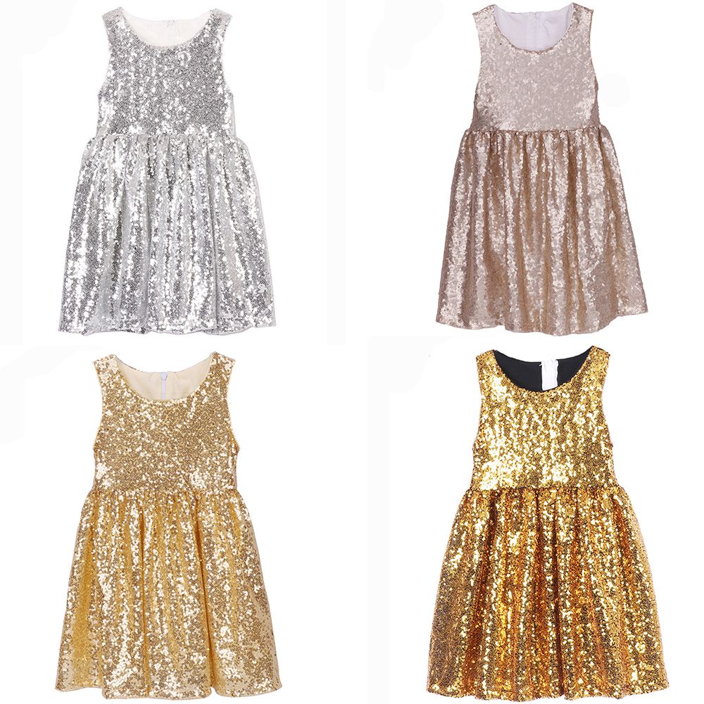 girls gold glitter dress