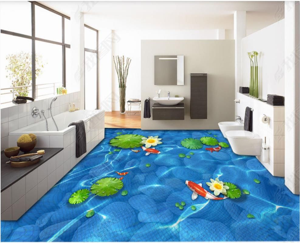 Custom Waterproof Self Adhesive Flooring Wallpaper 3d Wall Stickers Beautiful Pebble Lotus Leaf Fish 3d Floor Mural Painting Wall Papers Desktop Wallpaper With High Resolution Desktop Wallpapers From A378286736 24 98 Dhgate Com
