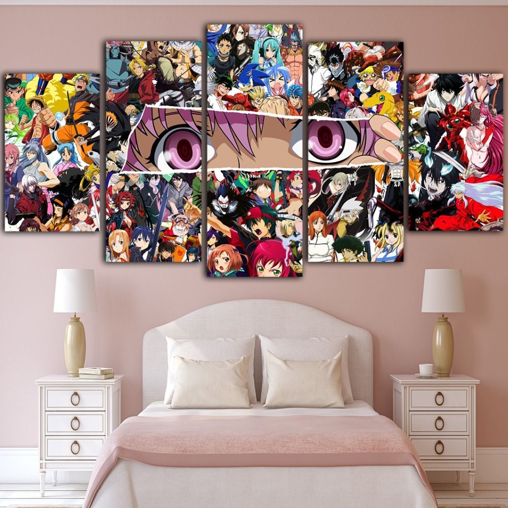 5Pieces Poster Anime Room Decor Canvas Painting Tableau Mural Posters And Prints Obrazy Waterproof Ink Room Decor Drop Shipping 5Pieces Poster Anime Room Decor Canvas Painting Tableau Mural Posters And Prints Obrazy Waterproof Ink Room Decor Drop Shipping