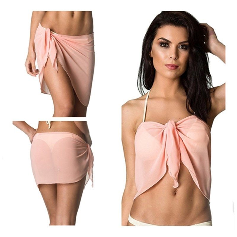 Сексуальная Женщина Пляж Бикини Купальник Wrap Top Pure Color ШифоновоеФартук Покрытие Солнцезащитный Шаль Travel Essential Swimwear Pure От 2 199руб.