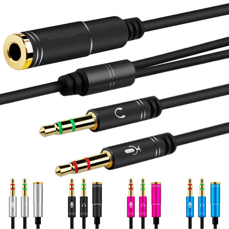 IENPAJNEPQN 3,5 mm 1 Hembra a 2 estéreo del Adaptador Masculino del Cable del Auricular Audio Y Splitter Jack con el micrófono de la PC por Cable Color : Black 