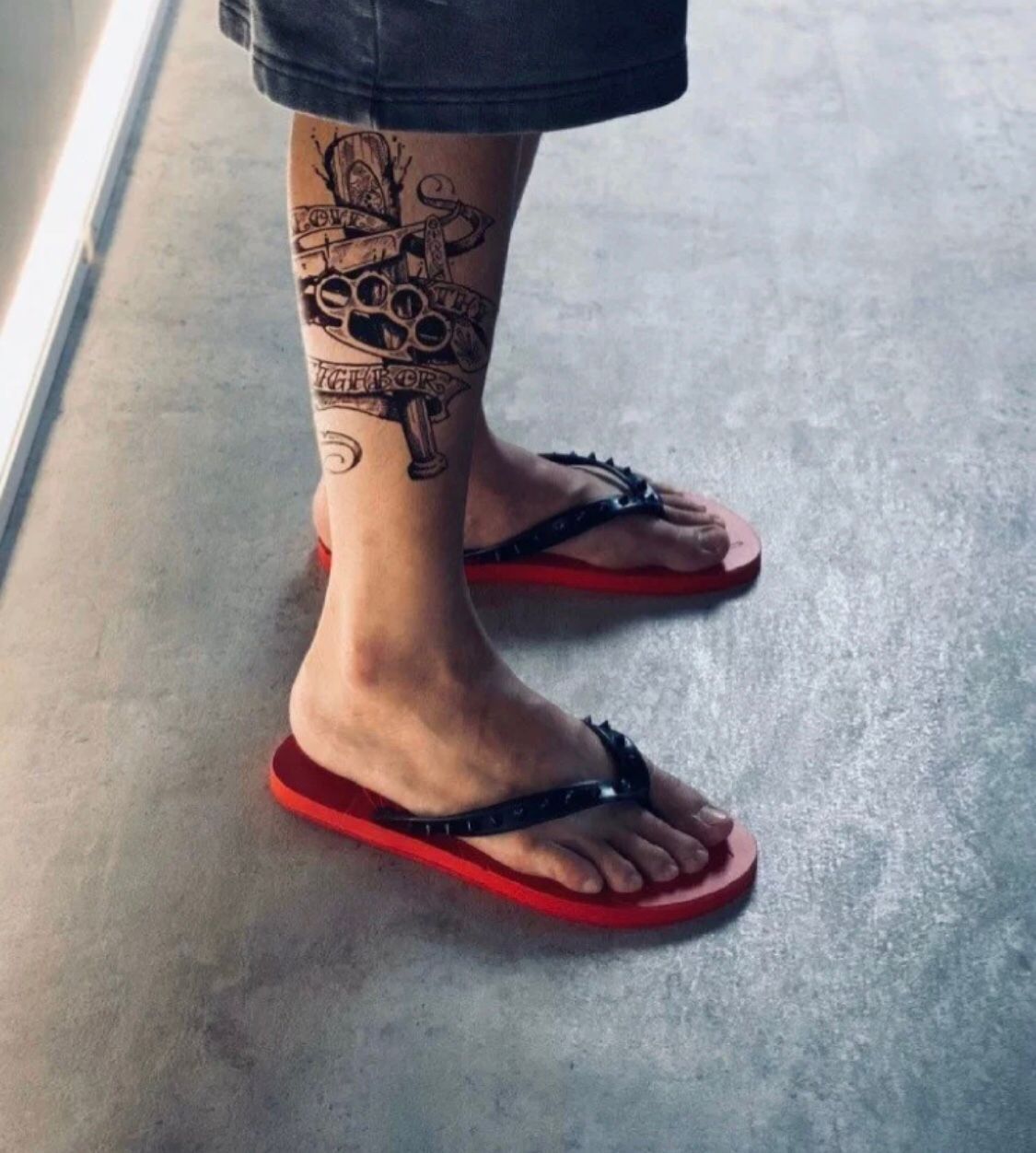 red bottom flip flops