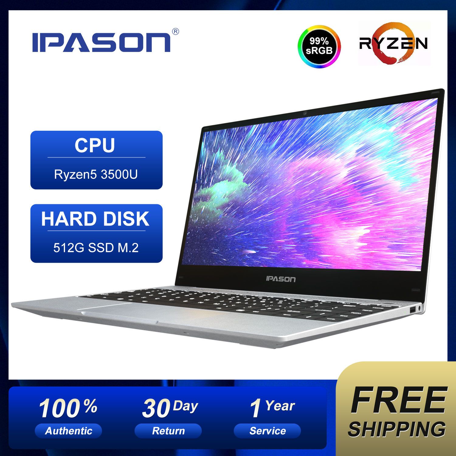 Cheap IPASON AIR 13 Ryzen5 3500U 4 Core 8 Thread 3.7Ghz Laptop 13 Inch