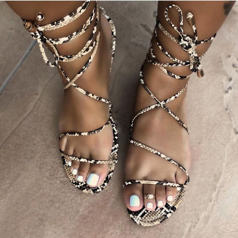snake print gladiator sandals