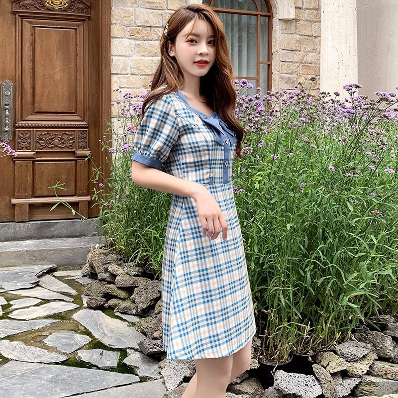 red and black plaid maternity dress