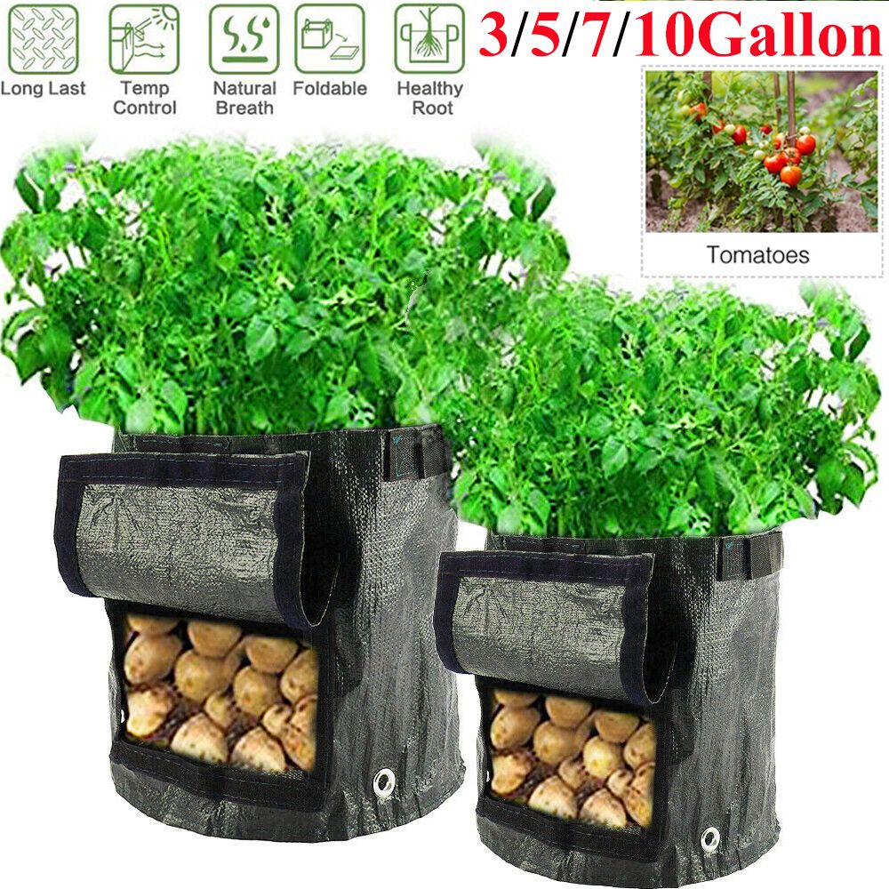 2021 Green Woven Plant Grow Bags Home Garden Potato Pot Greenhouse