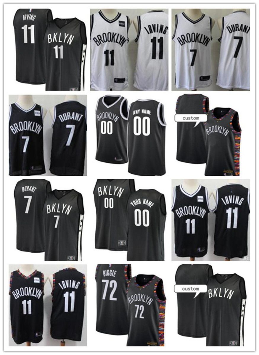 2021 Mens Womens Youth Brooklyn Nets Nba 11 Kyrie Irving 7 Kevin Durant 72 Black Biggie Custom Basketball Jerseys Black White From Lzytop008 51 92 Dhgate Com