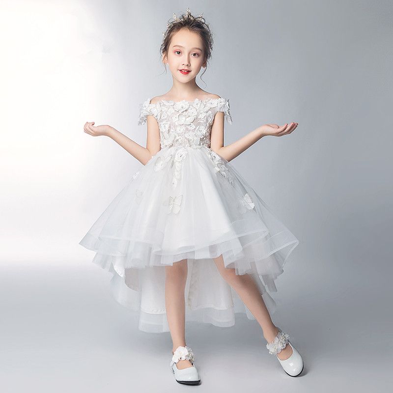 Vestido De Niña De Las Flores Vestidos De Brillo Blanco Cordón Del Desfile De Vestido De Primera Comunión Para La Niña Boda Niños Partido Perlas Brithday Vestidos 28,89 € | DHgate