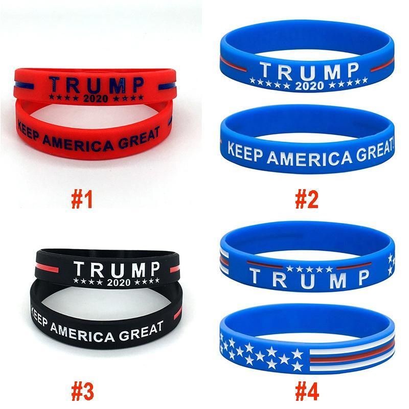 DHL 3-5 días Donald Trump 2020 pulsera de silicona Keep America Gran pulsera de los Estados Unidos Elección General brazalete suave Sport Band 2 estilos