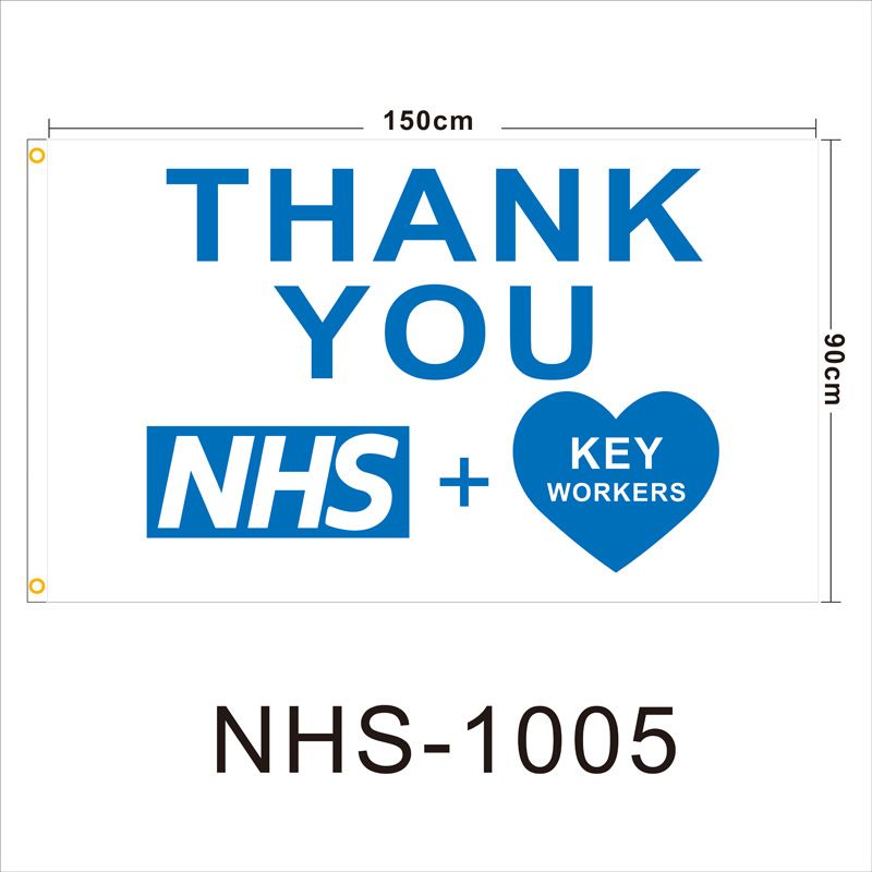 NHS Thank You Flag 3x5FT Custom Polyester With Grommets Screen Printed