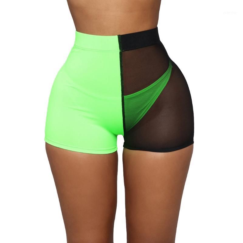 neon high waisted shorts
