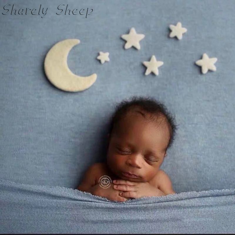Newborn Photography Props Wool Felt Background Baby Boy Girl Photo Shoot  Moon and Stars Backdrops foto