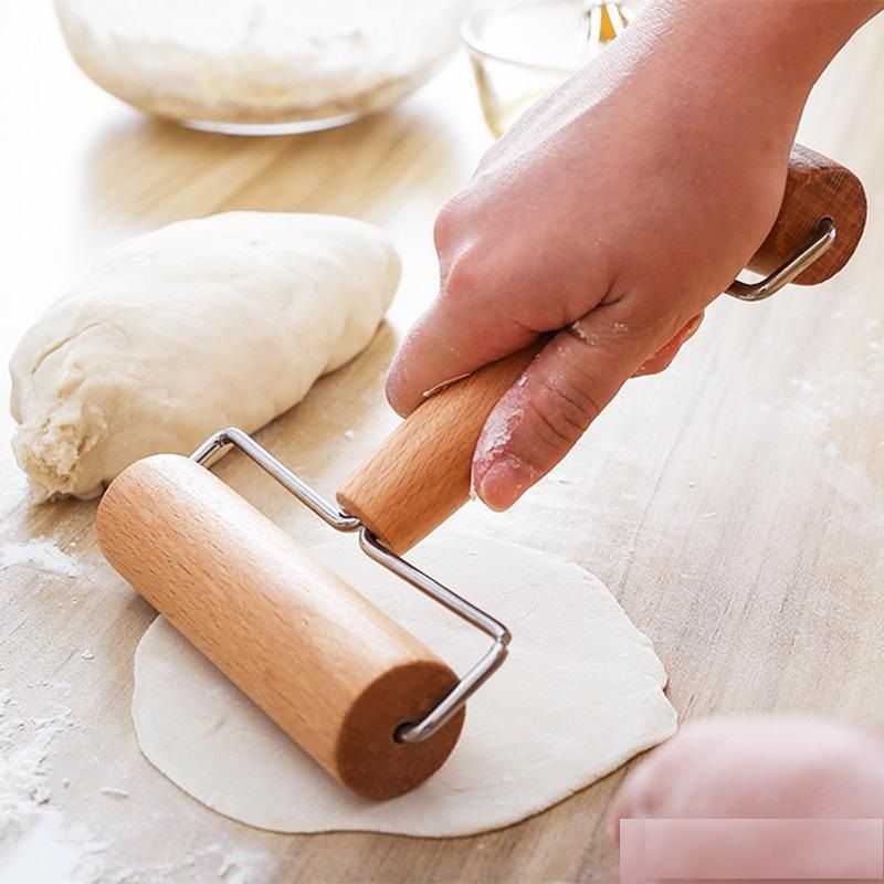 Double Headed Wooden Rolling Pin Hand Held Solid Wood Flour Stick Baking Utensil Roller Top