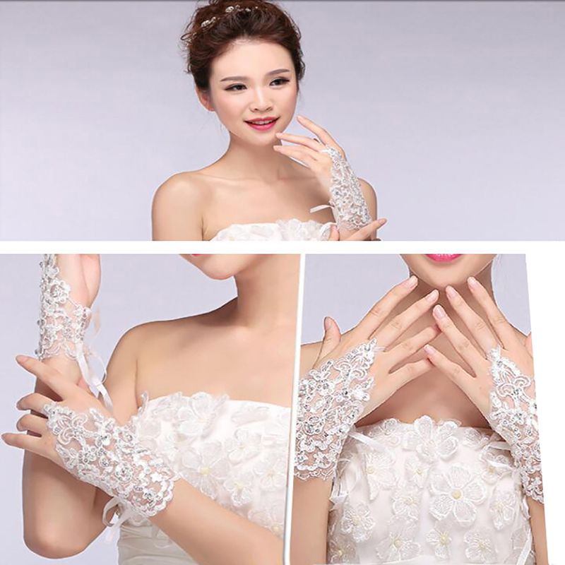 ladies short white gloves