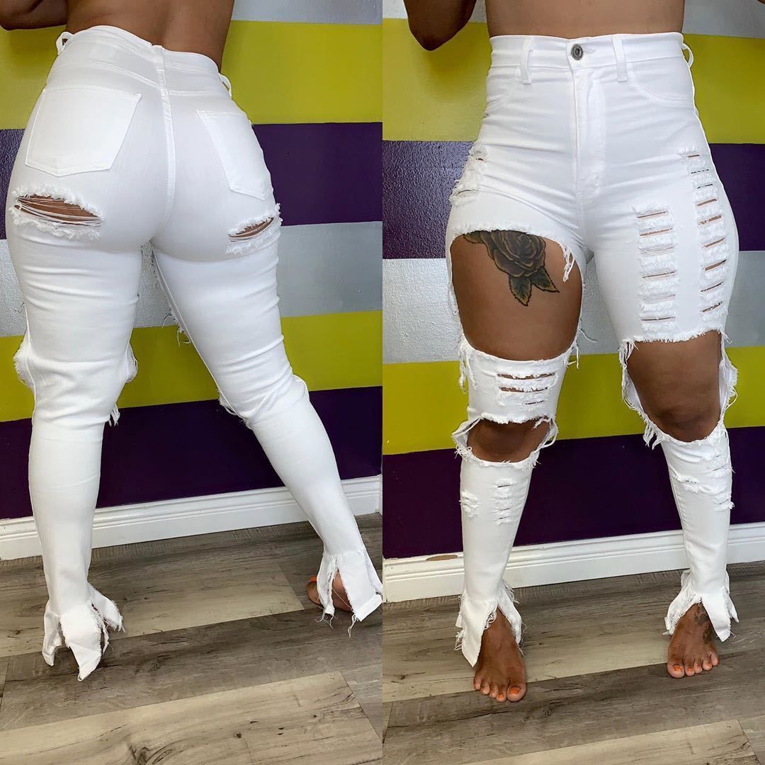 Hottest Sexy Female White Jeans Big 