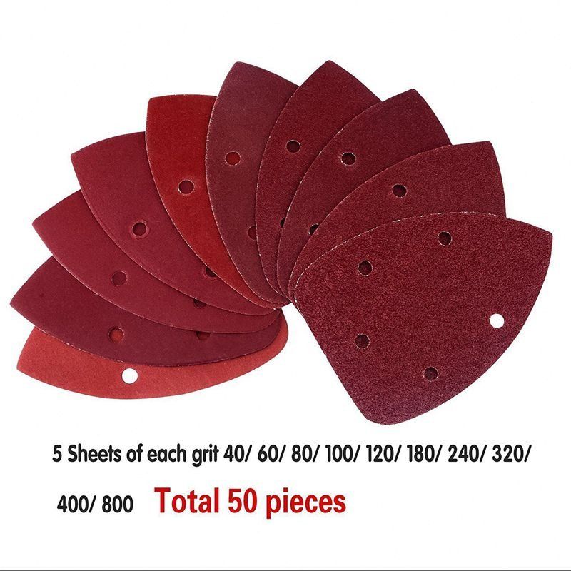 100 Pieces Mouse Detail Sanding Sheets Sandpaper 5-Hole Triangle Sanding Papers Hook and Loop Assorted 40//80// 100//120// 180//240 Grits