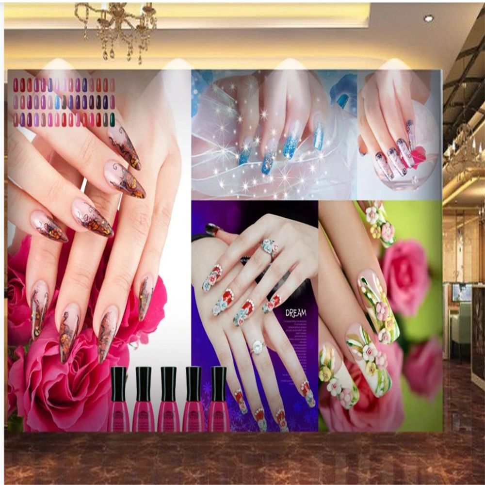 customized wallpaper for walls Beauty salon nail salon background wall  modern wallpaper for living room