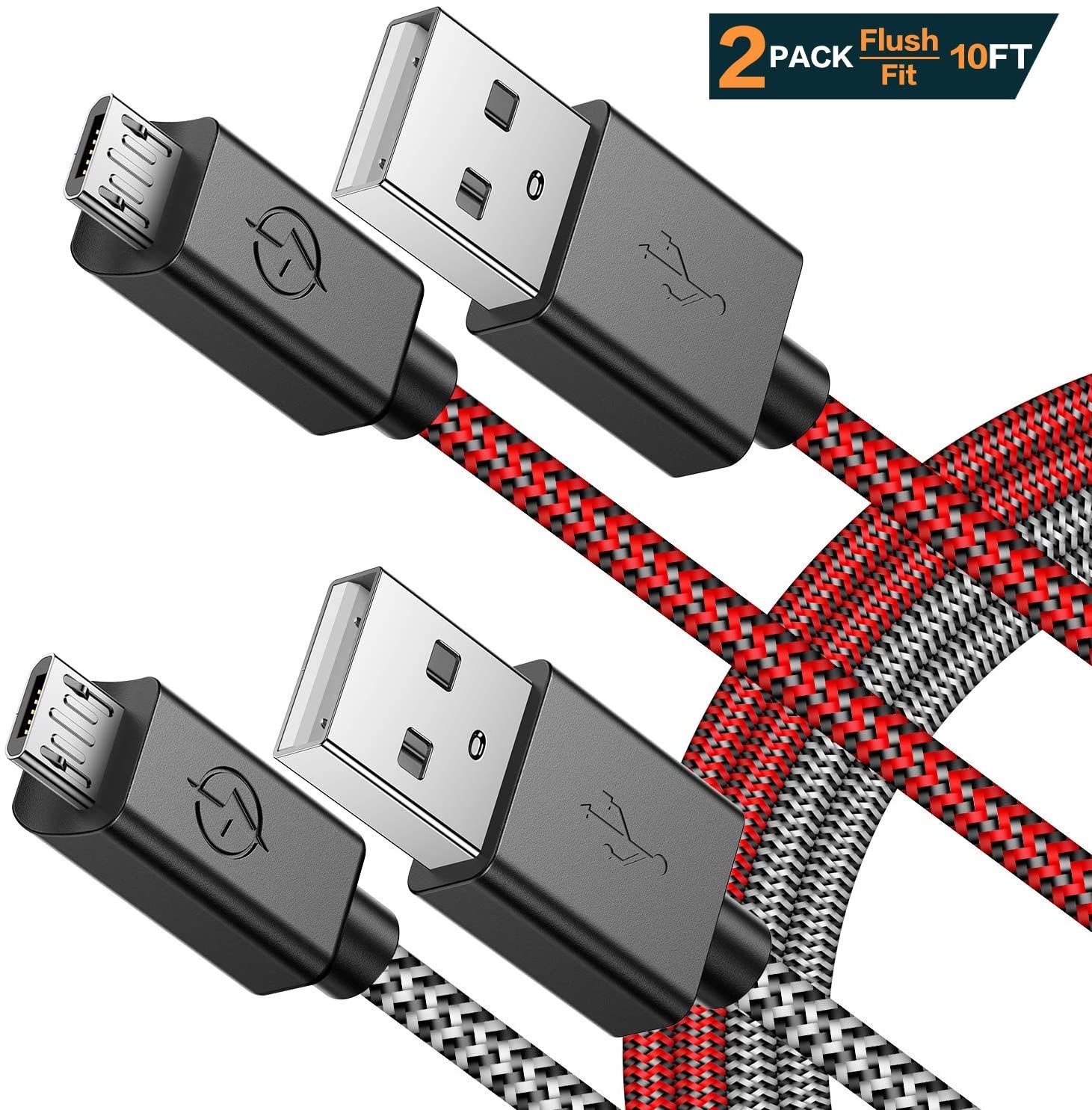 Cable cargador para PS4 controlador, 10FT trenzado de nylon micro de carga del cable